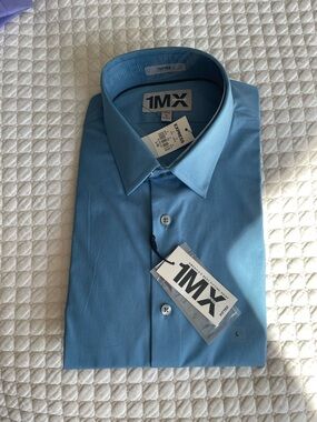 Express Men's Fitted Dress Shirt - Light Blue